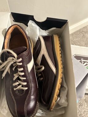 Kenneth Cole Women’s Leather Casual Sneakers in Burgundy and Cream